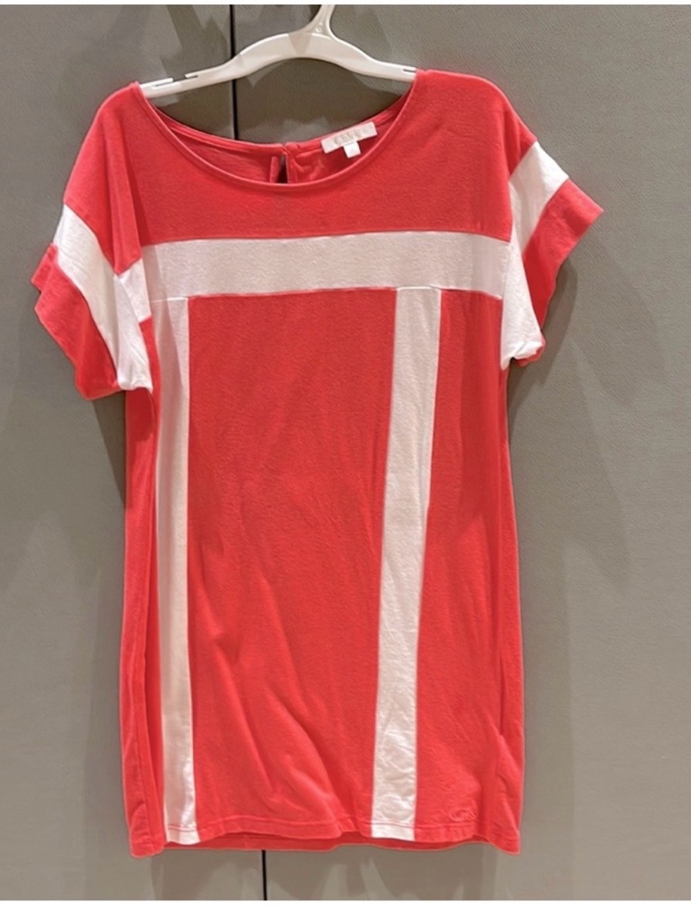 Chloé Girls Coral White Cotton Shift Dress Designer Summer Size 8